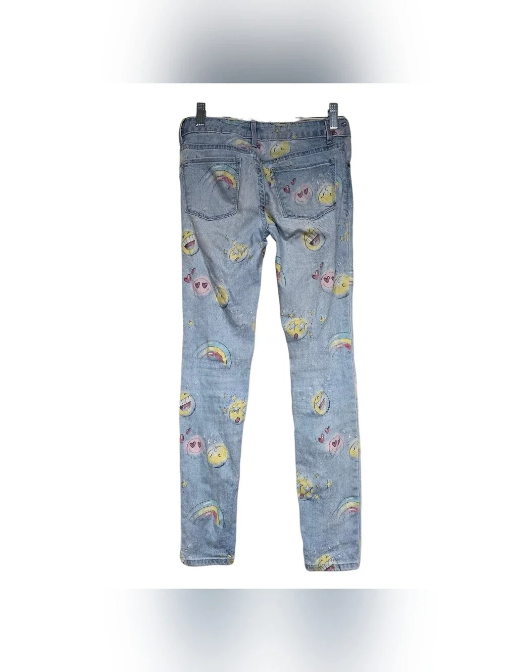 Gap Denim Happy Face Jeans Girls Blue Yellow Pink Heart Eyes 12 - Picture 2 of 6